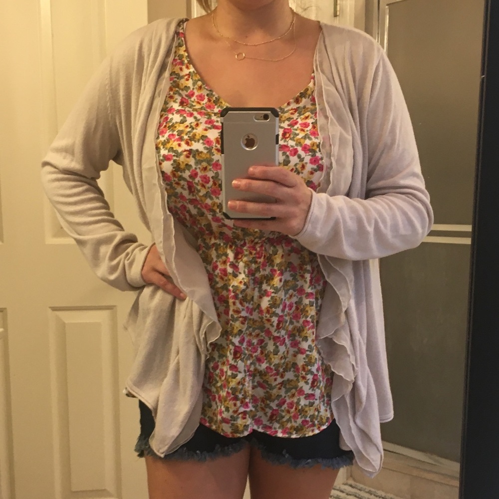 Daisy Fuentes Ruffle Trim Cardigan